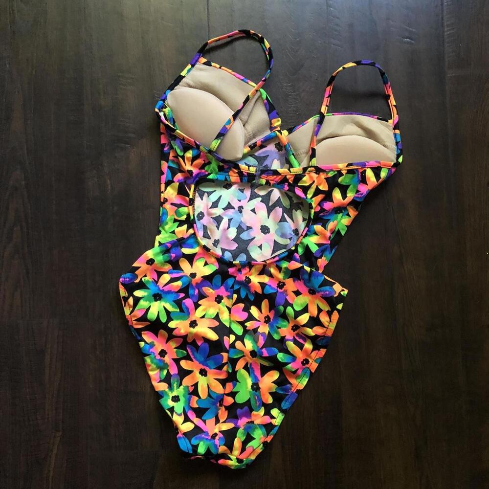 Vintage 80s 90s Neon Miami Floral Bright Hippie Swimwear Pacific Connections 5 - Picture 2 of 4